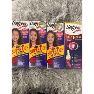 4 Licefreee Spray Head Lice Treatment Kills Super Lice & Eggs 6oz Each Non-Toxic